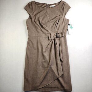 Sandra Darren Woman's Size 16 XL Solid Light Fawn Dress Sleeveless Career Casual